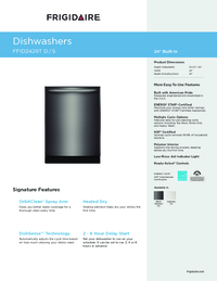 Frigidaire 24 Built In Dishwasher Black Stainless Steel Ffid2426td